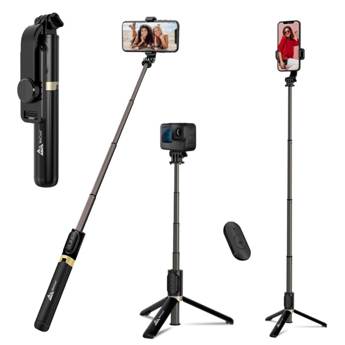 WeCool S3 Selfie Stick with Light and Detachable Wireless Remote, 3 in 1 Function Sturdy Tripod Stand and Mobile Stand Bluetooth Selfie Stick for iPhone/OnePlus/Samsung/Oppo/Vivo/and All Phones