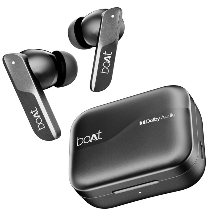 boAt Airdopes 800, Dolby Audio, Adaptive EQ by Mimi, 4Mics AI ENx, App Support, Fast Charge, Low Latency, IPX5, v5.3 Bluetooth TWS in Ear Earbuds Wireless Earphones with mic (Interstellar Black)