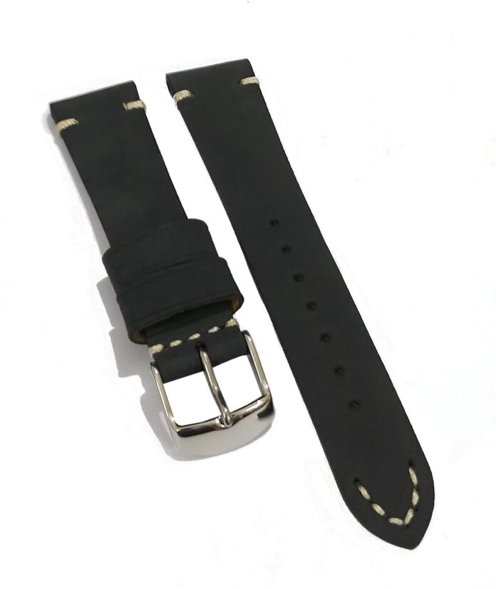 Ewatchaccessories 19mm Genuine Leather Watch Band Strap Fits Speemaster Moon Black Silver Buckle-B1