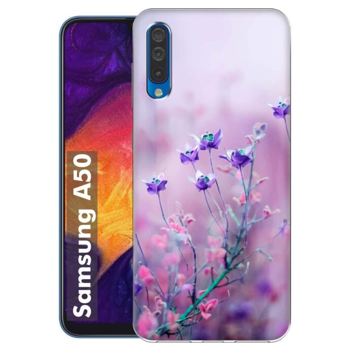 Fashionury PURPEL Flowers Soft Silicone Designer Printed Full Protection Printed Back Case Cover for Samsung Galaxy A50,A50s,A30s