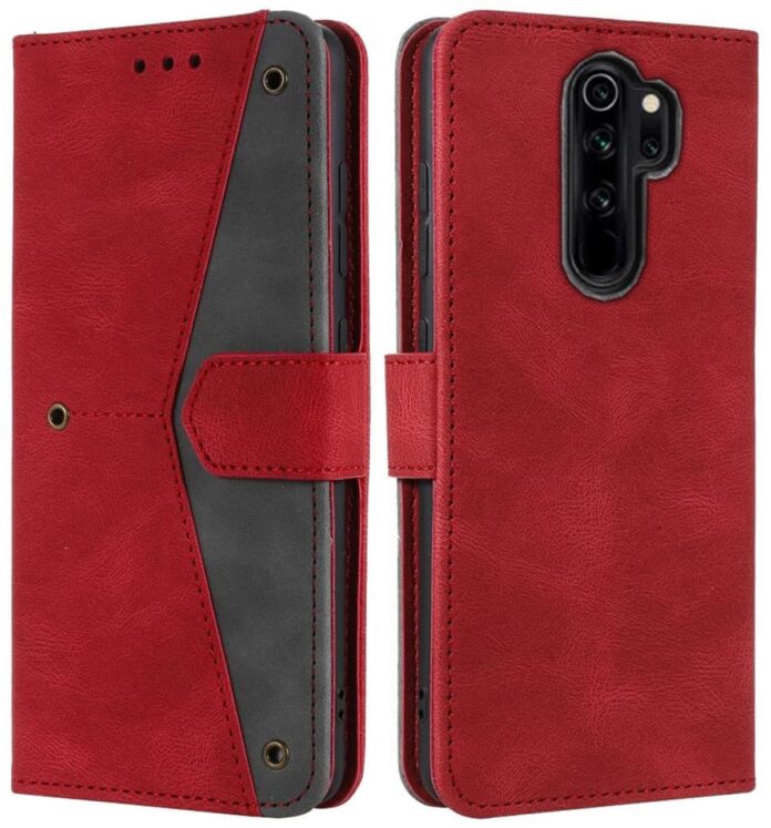 GoldKart Flip Back Cover Case for Redmi Note 8 Pro| Dual-Color Leather Finish Flip Cover | Inbuilt Stand & Pockets | Flip Cover for Redmi Note 8 Pro(Faux Leather, Red)