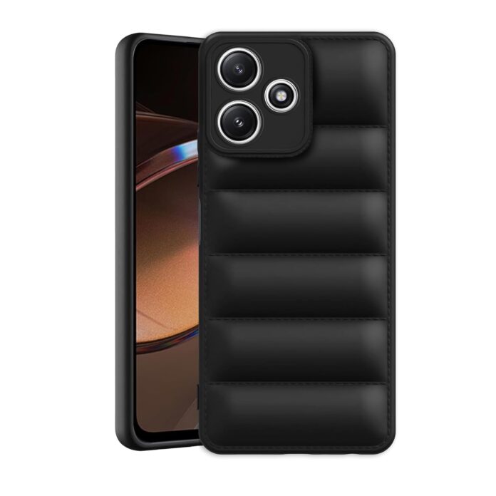 Plus Puffer Case Camera Protection Soft Back Cover for Redmi 12 5G - Black
