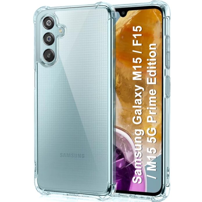 TheGiftKart Back Cover for Samsung Galaxy M15 / F15 / M15 5G Prime Edition | Shockproof Clear Soft TPU Case | Cushioned Edges for Ultimate Protection Cover for Samsung M15 / F15 5G (TPU, Transparent)