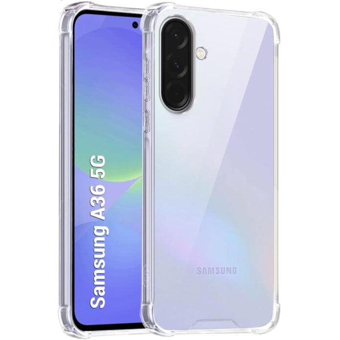 TheGiftKart Crystal Clear Back Cover Case for Samsung Galaxy A36 5G | 360 Degree Protection | Shock Proof Design | Transparent Back Cover Case for Samsung Galaxy A36 5G (PC & TPU, Transparent Bumper)