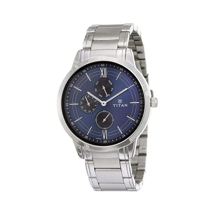 Titan Workwear Blue Dial Quartz Multifunction Stainless Steel Strap watch for Men-NS1769SM01/NT1769SM01