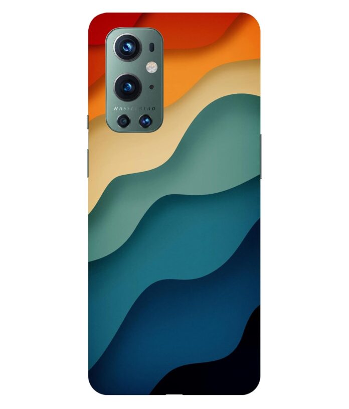 TrishArt ''Color Wave Pattern''-(Black/Blue/Red) Printed Hard Mobile Back Cover & Case for OnePlus 9 Pro / 1+9 Pro, Designer | Protective & Premium Cover & Case