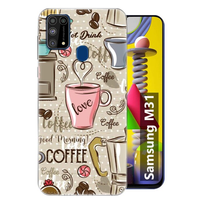 fashionury Love Coffee Soft Silicone Designer Printed Full Protection Printed Back case Cover for Samsung Galaxy m31 / Samsung Galaxy f41