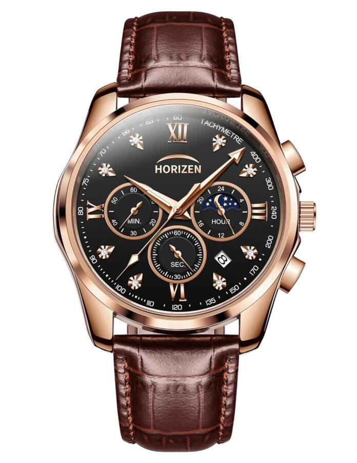 HORIZEN Chronograph Classic Luxury Watch for Men (Black Dial)