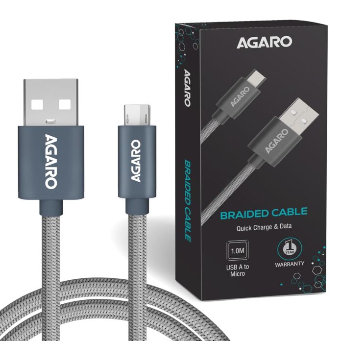 Micro Usb Charging & Data Tough Nylon Braided Cable For Android Smartphones 1.0 Meters, Grey