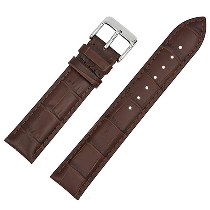 ewatchaccessories 19mm Genuine Leather Watch Band Strap Fits Seamaster Speemaster Moon watch Brown Silver Buckle-19