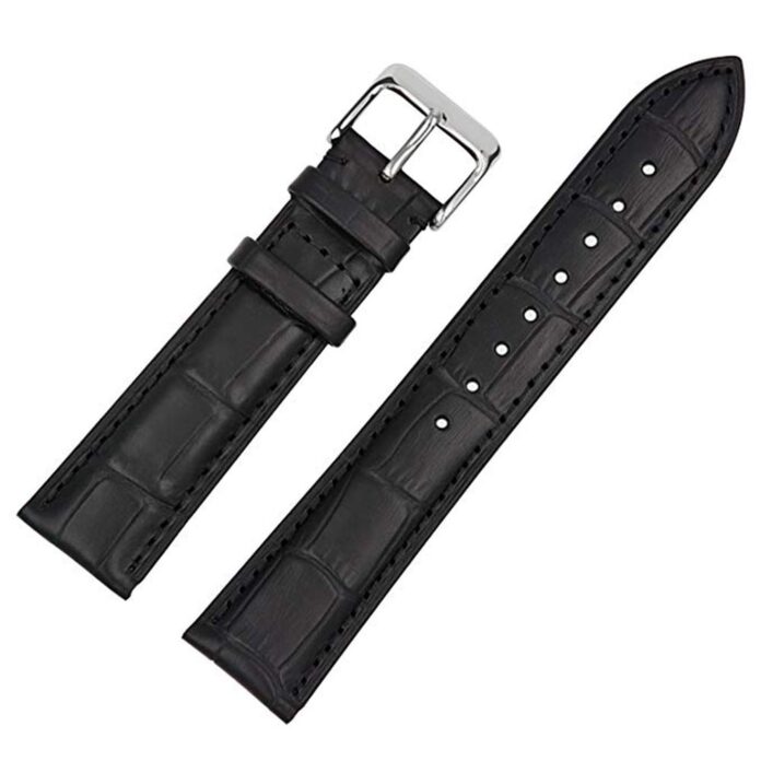 ewatchaccessories 19mm Genuine Leather Watch Band Strap Fits Seamaster Speemaster Moon watch Black Silver Buckle-19