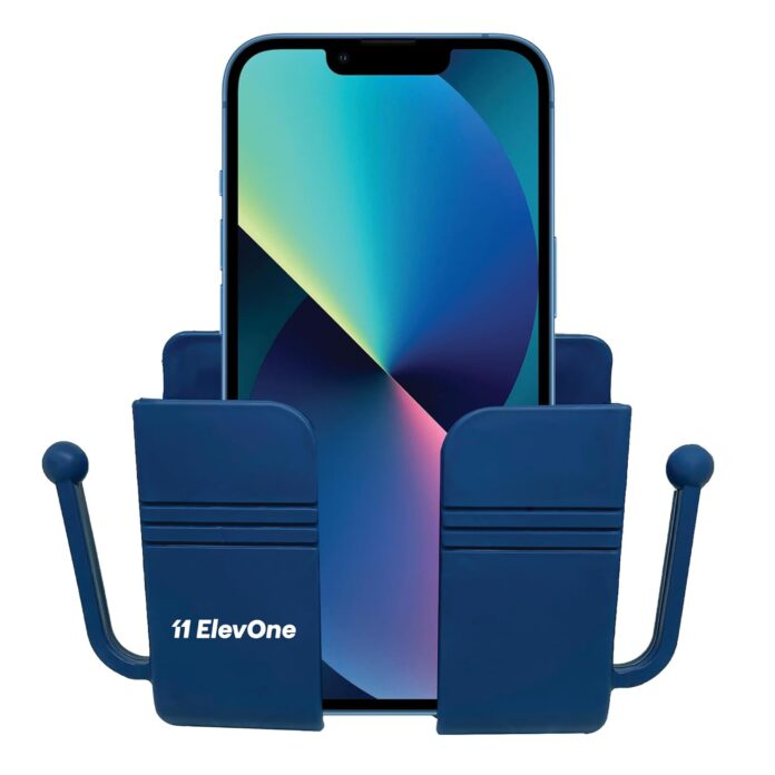 ElevOne Wall Mounted Mobile Holder Storage Case for Remote, Wall Mount Mobile Stand/Multi-Purpose Stand with Hole for Phone Charging & Key Chain Holder, Multi Purpose Accessories (EMH-1, Blue)