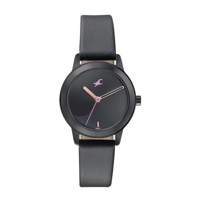 Fastrack Pulse Quartz Analog Black Dial Leather Strap Watch for Girls-68008NL01