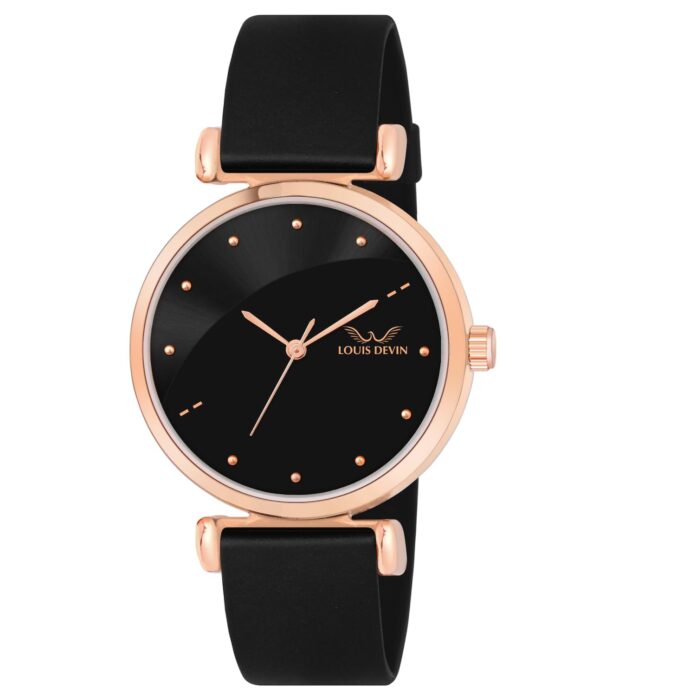 LOUIS DEVIN Silicone Strap Analog Wrist Watch for Women (Green/Brown/Blue/Black Dial) | LD-CKL191
