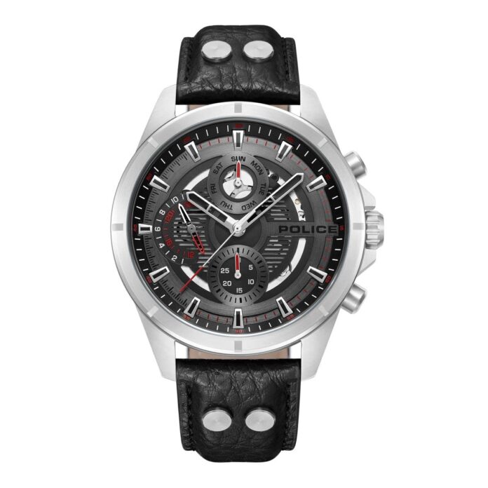 Police Black Dial Quartz Multifunction Leather Watch for Men-Plpewjf0004601