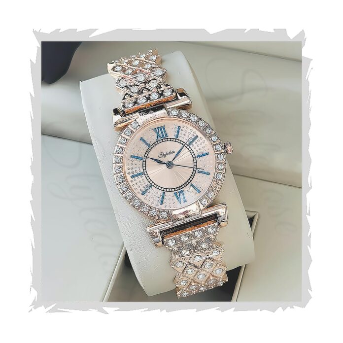 STYLEDOSE Luxury Dial with Roman Marker in Diamond Studded Round case with brecelet Strap Stylish Quartz Analogue Wrist Watches for Women's & Girls&Miss&Ladies