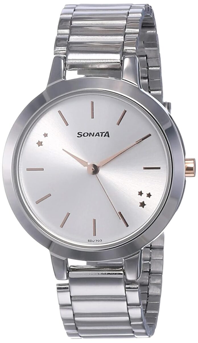Sonata Play Silver Dial Women Watch With Stainless Steel Strap-NS8141KM02