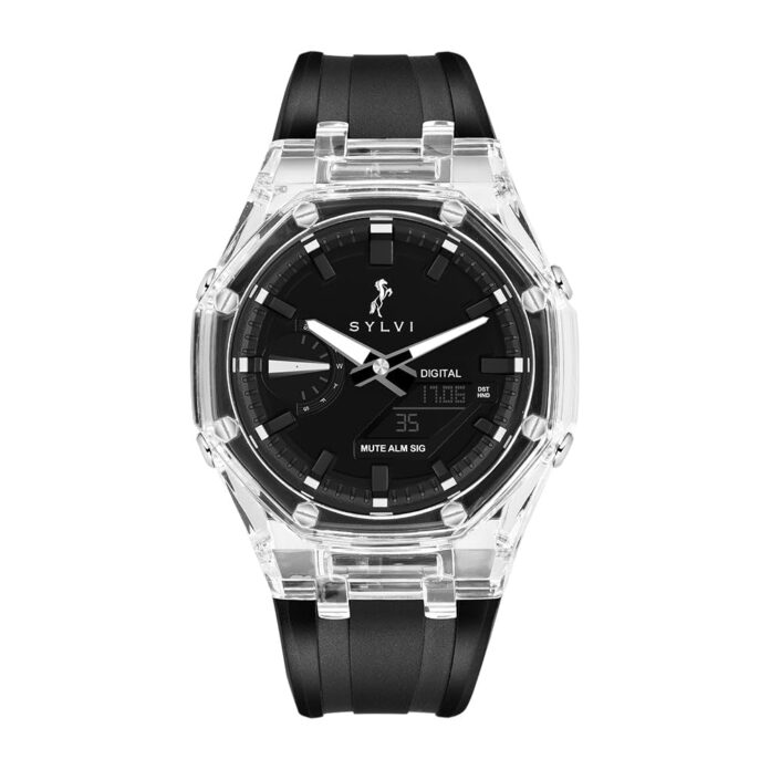Sylvi Rig One 'O One Silicone Strap Watches for Men with World Time Display Multiple Alarms Stopwatch Water Resistant Watch