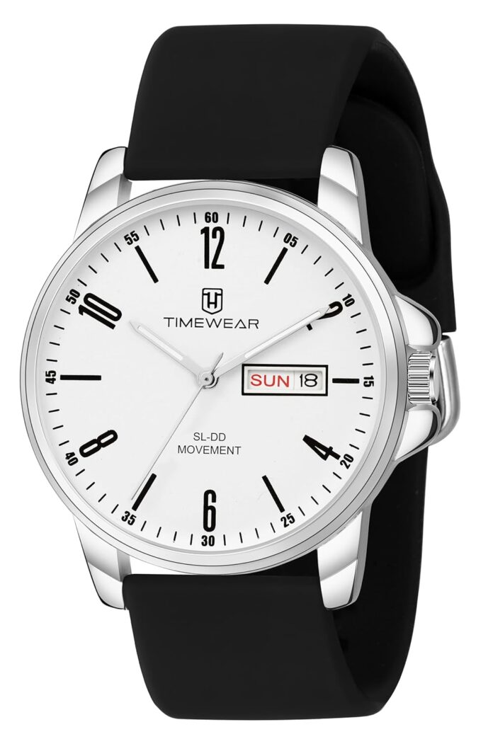 TIMEWEAR Analog New Track Roman Dial, Day Date Functioning, Silicone Strap Watch for Men