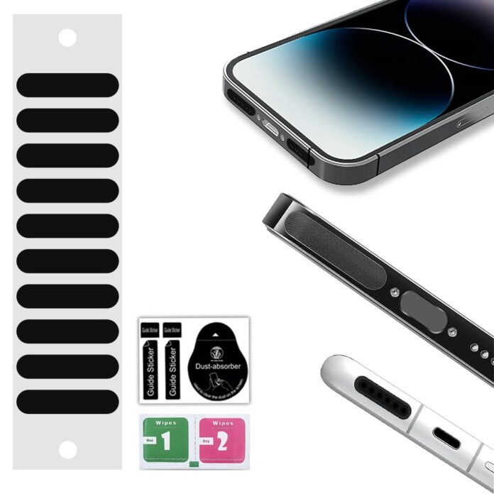 The Thrift Store Mobile Speaker Mic Piece Dust Protector Net Stickers for Android,Tablets,iPhone & iPads Smartphones Mesh Anti Dust Proof Adhesive Stickers + Free Dust Absorber + Wipes (30)