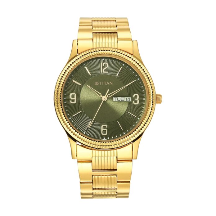 Titan Karishma Green Dial Analog Stainless Steel Strap Watch for Men-NS1650YM08/NT1650YM08