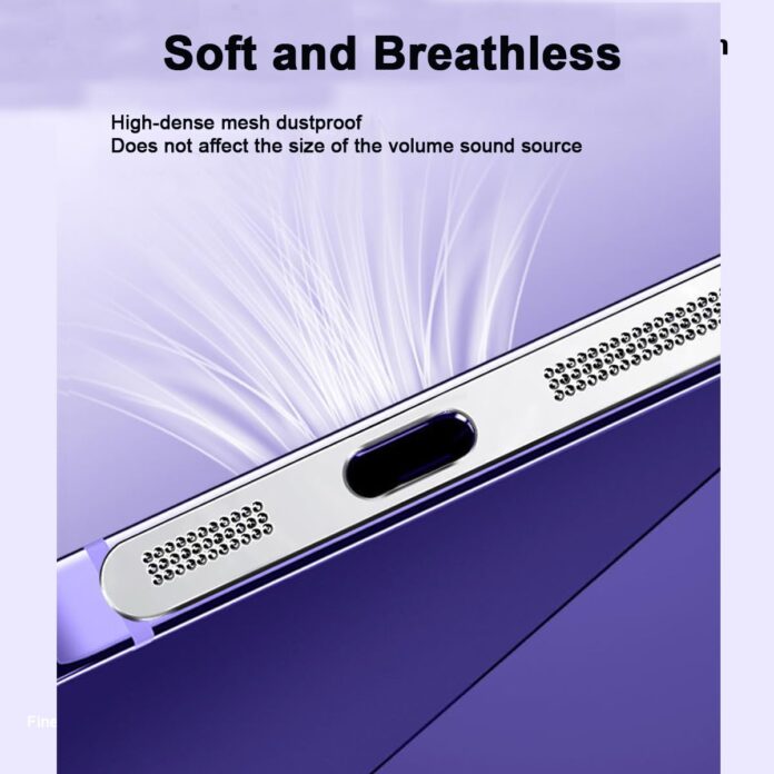 Mizi [4 Pack] Metal Speaker Mesh Anti Dust Proof Adhesive Sticker for iPhone 15/14 / 13/12 Series - Purple