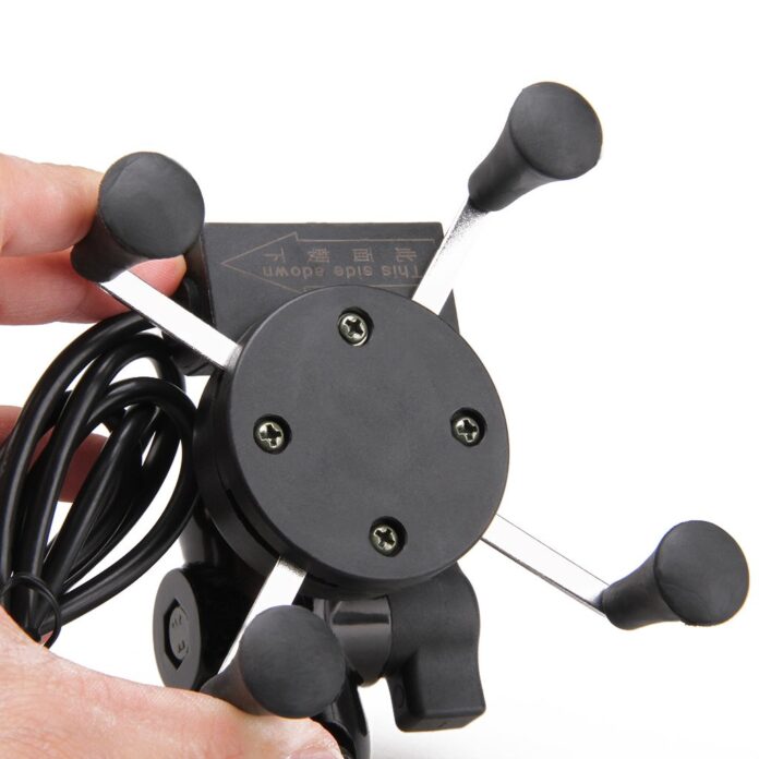 AOW Attractive Offer World Bike X-Grip Mobile Phone Holder with USB Charger for Suzuki Access 125 Latest (Mirror Fitting)