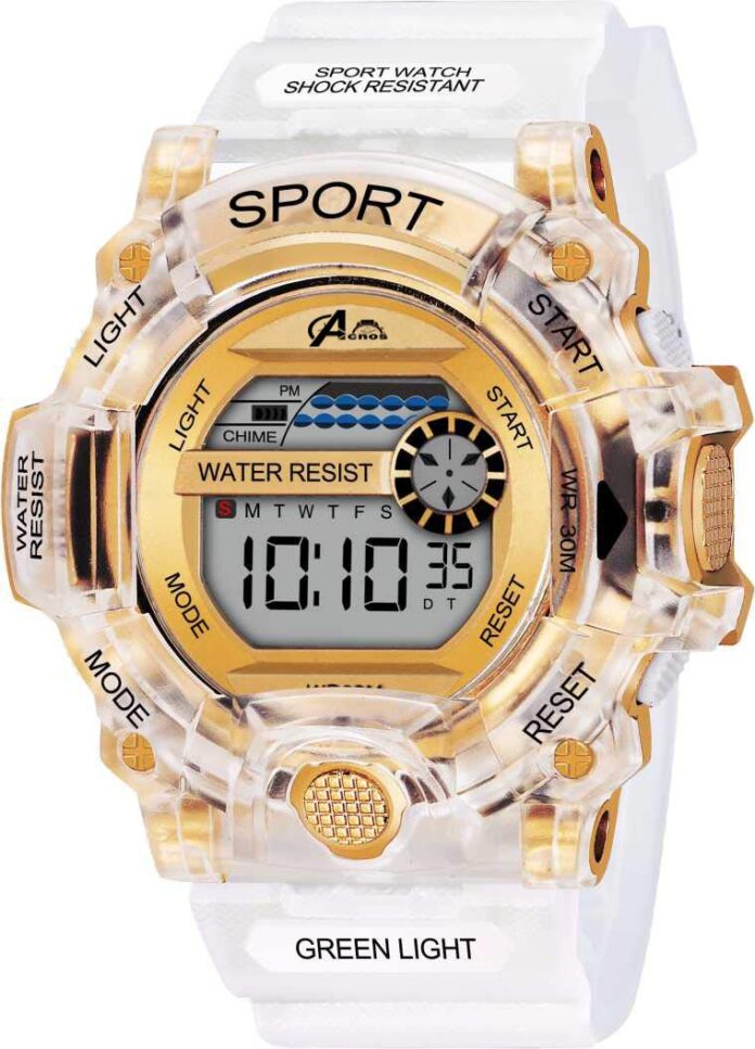 Acnos® Premium Brand - A Digital Shockproof Multi-Functional Automatic White-Gold Waterproof Digital Sports Watch for Men's Kids Watch for Boys - for Men Pack of 1