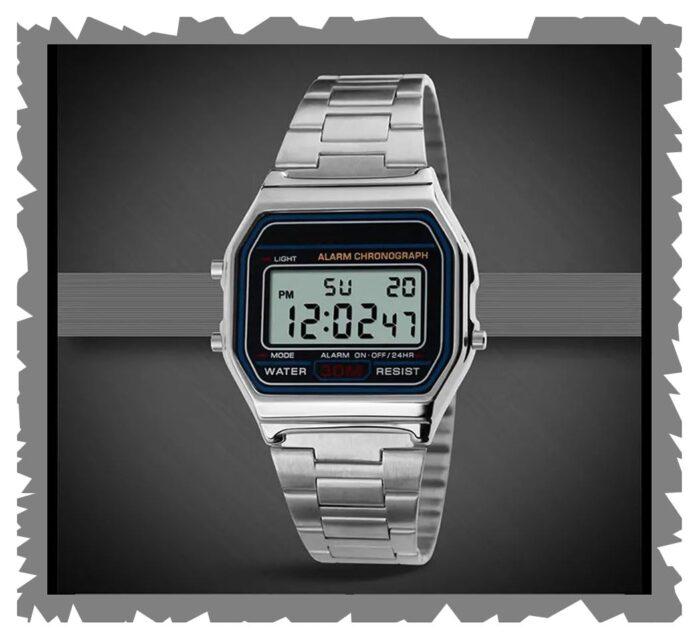 Acnos® Premium Vintage Series Digital Grey Dial Silver Band Women's Stainless Steel Watch Men's Watch