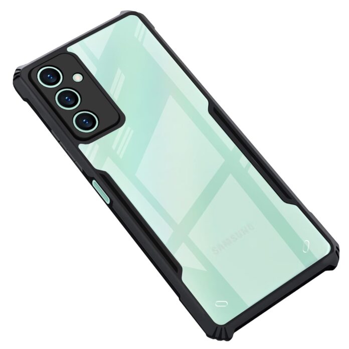 CEDO Samsung Galaxy M15 / F15 (5G) Back Case Cover | Camera Protection Shockproof Bumper-Edge | Acrylic Crystal Clear 360 Degree Protection TPU+PC | Transparent Eagle Back Case Cover (Black)