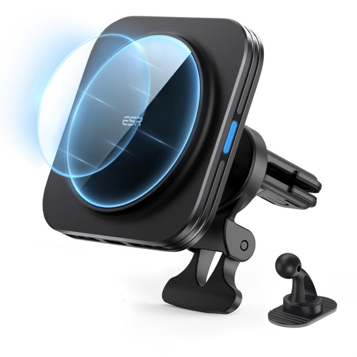 ESR for MagSafe Car Mount Charger, 15W Magnetic Wireless Car Charger, Compatible with MagSafe Car Charger, Air Vent/Dashboard Phone Holder Mount for iPhone 16/15/14/13/12 & S25, Fast Charging, Black