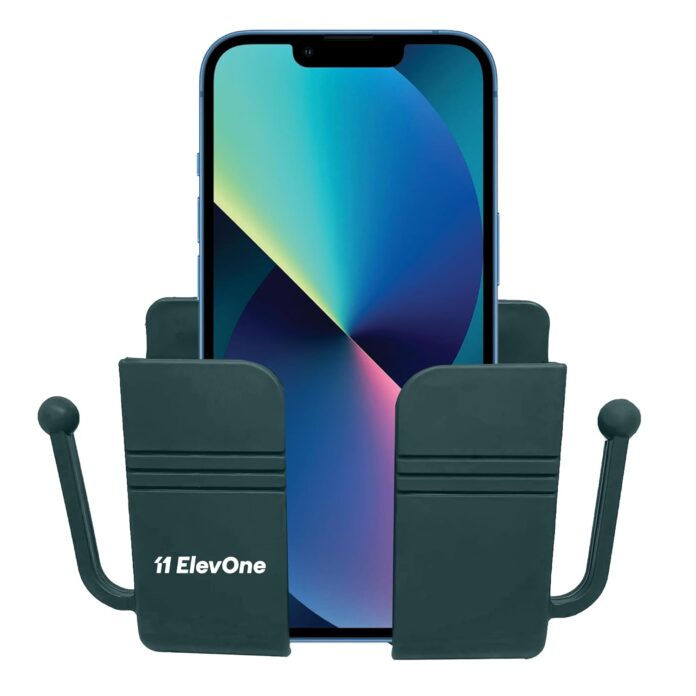 ElevOne Wall Mounted Mobile Holder Storage Case for Remote, Wall Mount Mobile Stand/Multi-Purpose Stand with Hole for Phone Charging & Key Chain Holder, Multi Purpose Accessories (EMH-1, Green)
