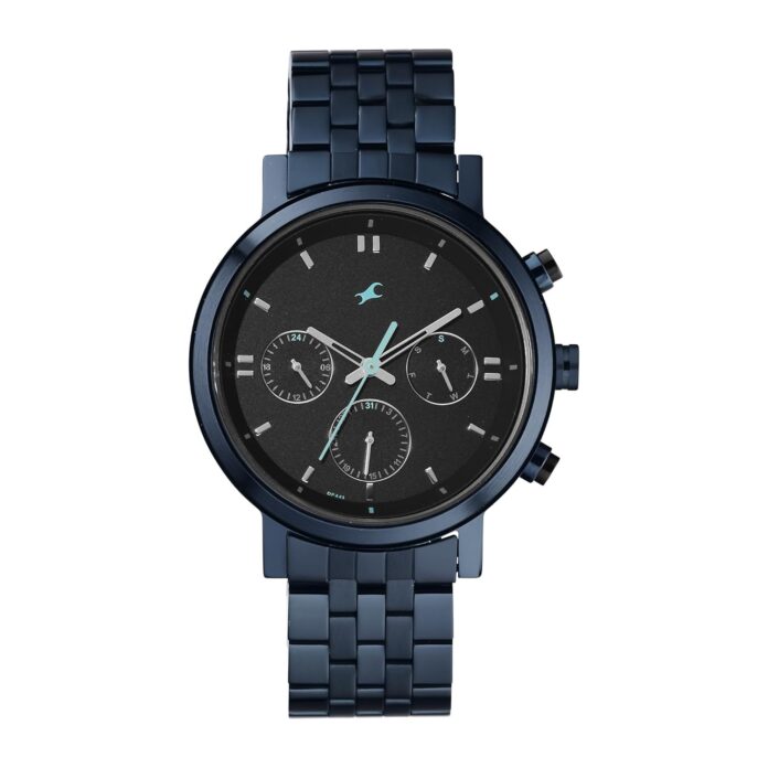 Fastrack Men Tick Tock Quartz Analog Black Dial Metal Strap Watch for Guys-3287KM04/NT3287KM04