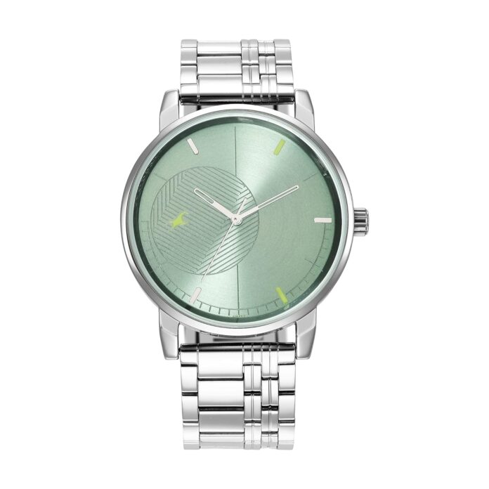 Fastrack Mens Stunners Quartz Analog Green Dial Metal Strap Watch for Guys-NS3278SM01
