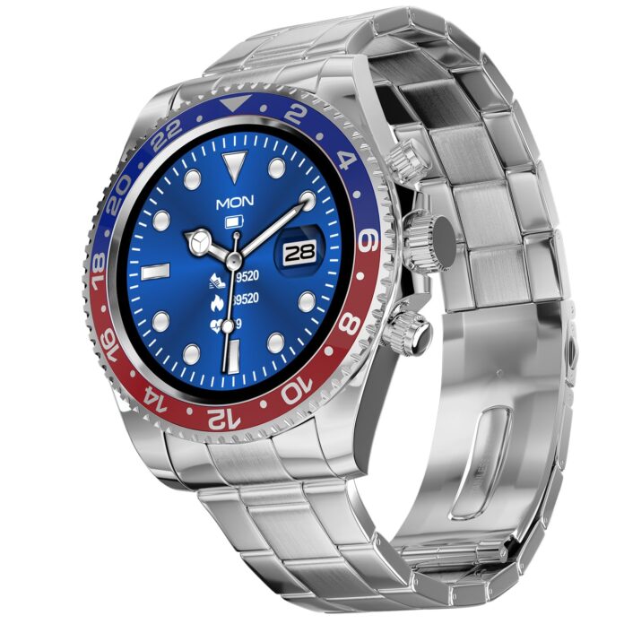 Fire-Boltt Avalanche Luxury Watch, Bluetooth Calling Smart Watch with 1.28” HD Display, 2 Button Pushers, Voice Assistance, Multiple Sports Modes, Health Suite, IP67 Resistance (Blue Red)