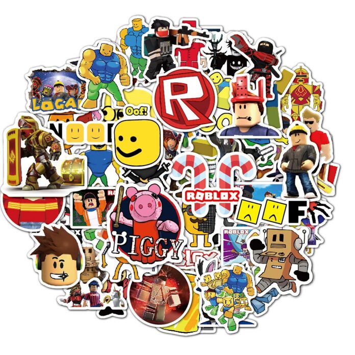 FlyBuyHub Roblox Aesthetic Vinyl Journal Stickers for Phone Case, Laptop, Notebook, Dairy, Water Bottle, School Bag, Etc Self-Adhesive Stickers Set of 50 Glossy and Waterproof Stickers (Roblox)