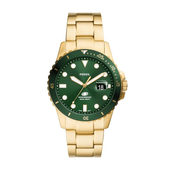 Fossil Analog Green Dial Men's Stainless Steel Watch-FS6030