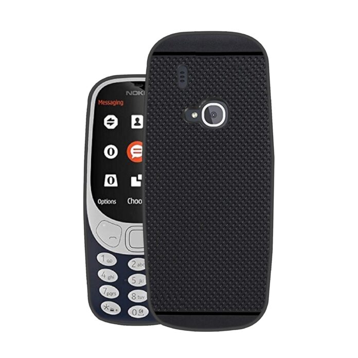 HELLO ZONE Exclusive Dotted Rubber Soft Back Case Cover for Nokia 3310 - Black
