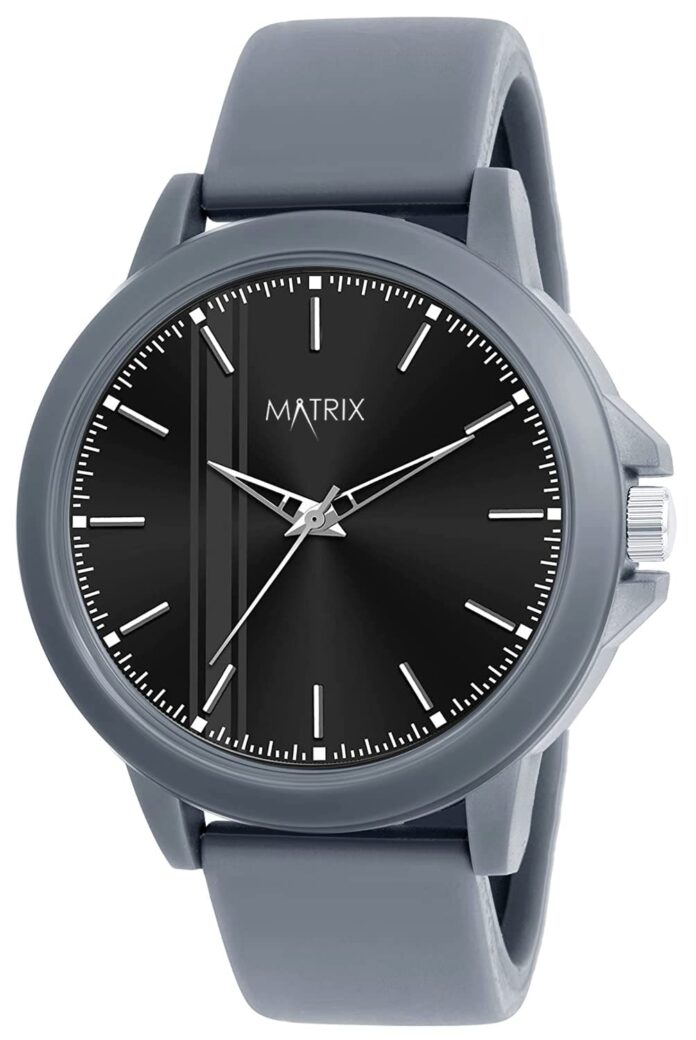 Matrix Analog Big Black Dial Silicone Strap Wrist Watch for Men & Boys