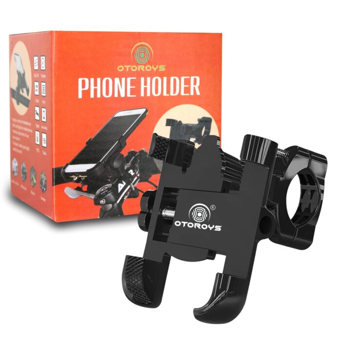 OTOROYS 1 YEAR WARRANTY Universal Bike Mount Holder Metal Body 360 Degree Rotating Handlebar Metal Body Cradle Stand for Bicycle, Motorcycle, Fits All Smartphones (Black)