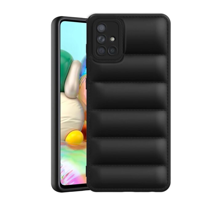 Plus Puffer Case Camera Protection Soft Back Cover for Samsung Galaxy A71 - Black