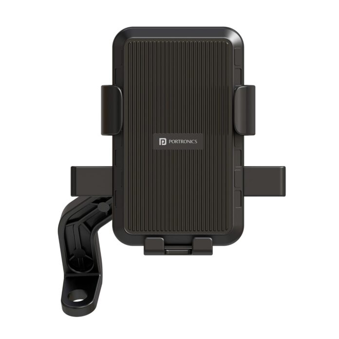 Portronics Mobike 5 Scooty/Scooter Phone Holder with Mirror Mount, 360 Degree Rotation, Strong Grip, Compatible with 4.7