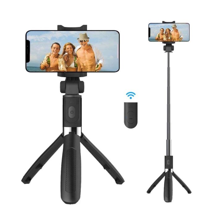 Powerpak LS-1818-2 Bluetooth Extendable Selfie Sticks with Wireless Remote | 2 in 1 Function Sturdy Tripod Stand |Compatible with OnePlus/Samsung/Oppo/Vivo and All Phones
