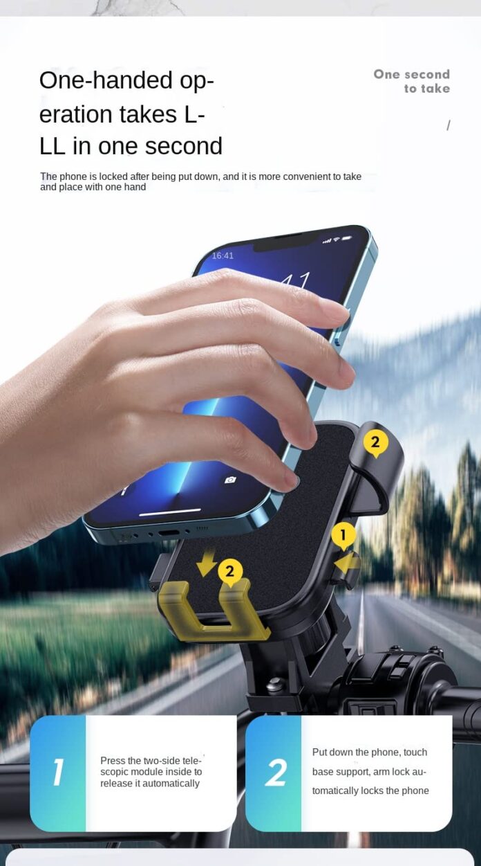 STRIFF Mobile Holder for Bikes, Bike Mobile Holder, Mobile Stand for Bike, Phone Holder for Bikes GPS nevigation Firm Locking Anti Shake Holder 360 Degree Rotation, bycle Holder(Black)