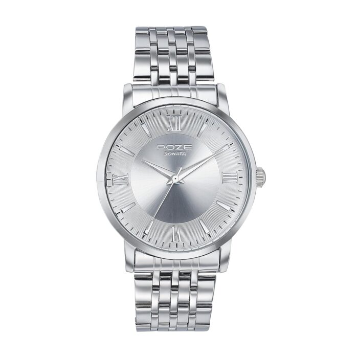 Sonata Poze Analog Quartz Silver Dial Watch for Men