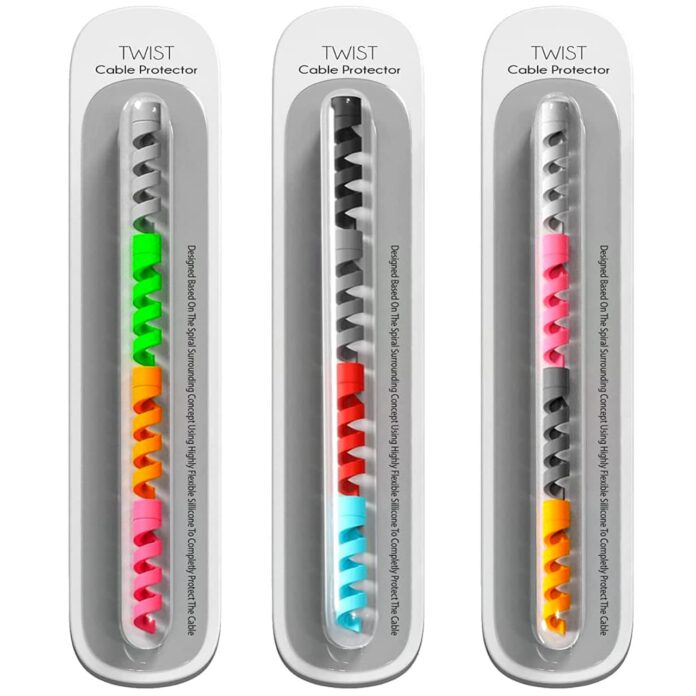 Sounce Spiral Charger 12 Pcs Cable Protector Data Cable Saver Charging Cord Protective Cable Cover Headphone MacBook Laptop Earphone Cell Phone Set of 3