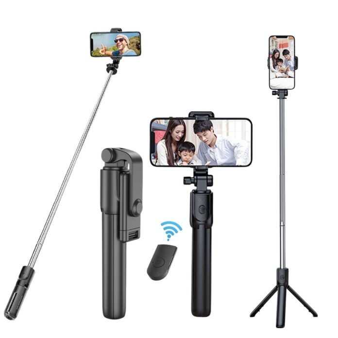 Wisely Selfie Sticks with Bluetooth Wireless Remote and Tripod Stand, 3-in-1 Multifunctional Extendable Selfie Stick Compatible with iPhone/Mi/OnePlus/Samsung/Oppo/Vivo and All Phones