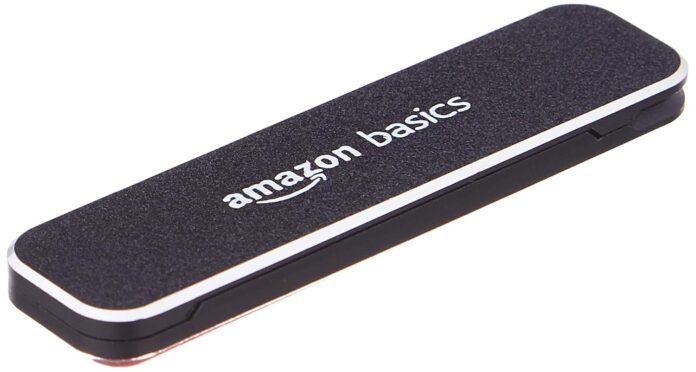 amazon basics Phone Kickstand Holder | Vertical and Horizontal | Adjustable Angle | Compatible with All Smartphones | Compatible with iPhone and Samsung Black