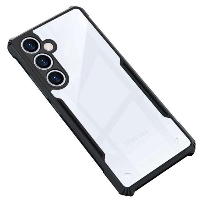 CEDO Samsung Galaxy A55 (5G) Back Case Cover | Camera Protection Shockproof Bumper-Edge | Acrylic Crystal Clear 360 Degree Protection TPU+PC | Transparent Eagle Back Case Cover (Black)