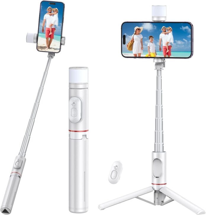HOLD UP Selfie Stick Tripod with Fill Light,Extendable Selfie Stick 30